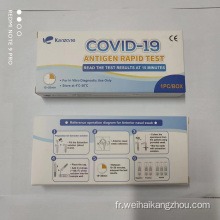 Cassette de test rapide de l&#39;antigène Covid-19 pour usage domestique